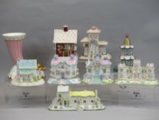 COALPORT CHINA MODEL BUILDINGS - 'The Red House', 'Cherry Tree Cottage', 'Half Moon House', '