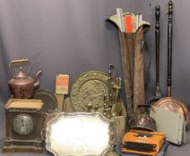 COPPER, BRASSWARE, EPNS - a very large quantity. Also, polished bracket clock for restoration and an