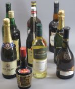 TABLE WINES, SHERRIES & LIQUEURS - 10 sealed bottles to include Croft Original, Harveys Bristol