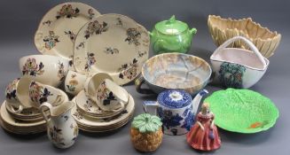 MIXED CHINA & POTTERY GROUP - a Victorian part teaset, Sylvac planter, Carltonware bowl, Maling