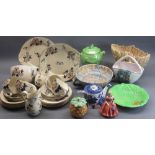 MIXED CHINA & POTTERY GROUP - a Victorian part teaset, Sylvac planter, Carltonware bowl, Maling