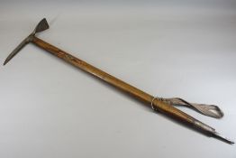 VINTAGE AUSTRIAN MADE ICE AXE WITH WOODEN SHAFT - the blade marked 'Stubay', 85cms overall L