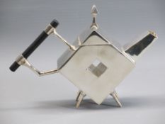 STYLISH SILVER PLATED TEAPOT - Rhombus form, designed by Dr Christopher Dresser, modern reproduction