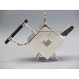 STYLISH SILVER PLATED TEAPOT - Rhombus form, designed by Dr Christopher Dresser, modern reproduction