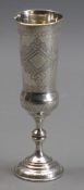 RUSSIAN SILVER TALL SLIM WINE GOBLET - with diamond and other decoration on a shaped column and