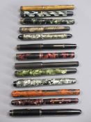 FOUNTAIN PENS (13) - Vintage, all but one with 14ct gold nibs