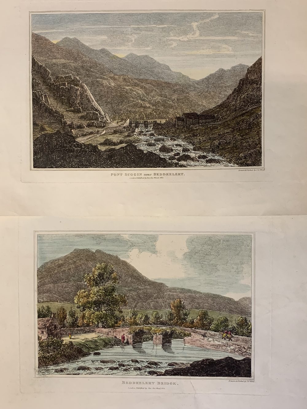HANDCOLOURED LANDSCAPE ETCHINGS (8) - of Wales by John George Wood, dated 1813, unframed - Image 3 of 3