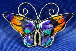 DAVID ANDERSEN NORWAY STERLING & ENAMEL BUTTERFLY BROOCH stamped '925', 4.25cms across