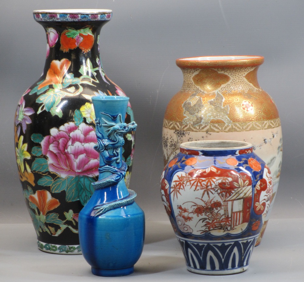 CHINESE & JAPANESE POTTERY VASES 19TH/20TH CENTURY, 37cms the tallest
