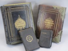 VICTORIAN WELSH BIBLES (2) - having fancy brass mounts and clip plates along with two others