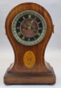 MAHOGANY BALLOON SHAPED CLOCK - late 19th century with black enamelled chapter and Brocot style