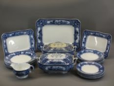 VICTORIAN FLOW BLUE PART DINNER SERVICE to include graduated platters (3), tureens and covers (2),