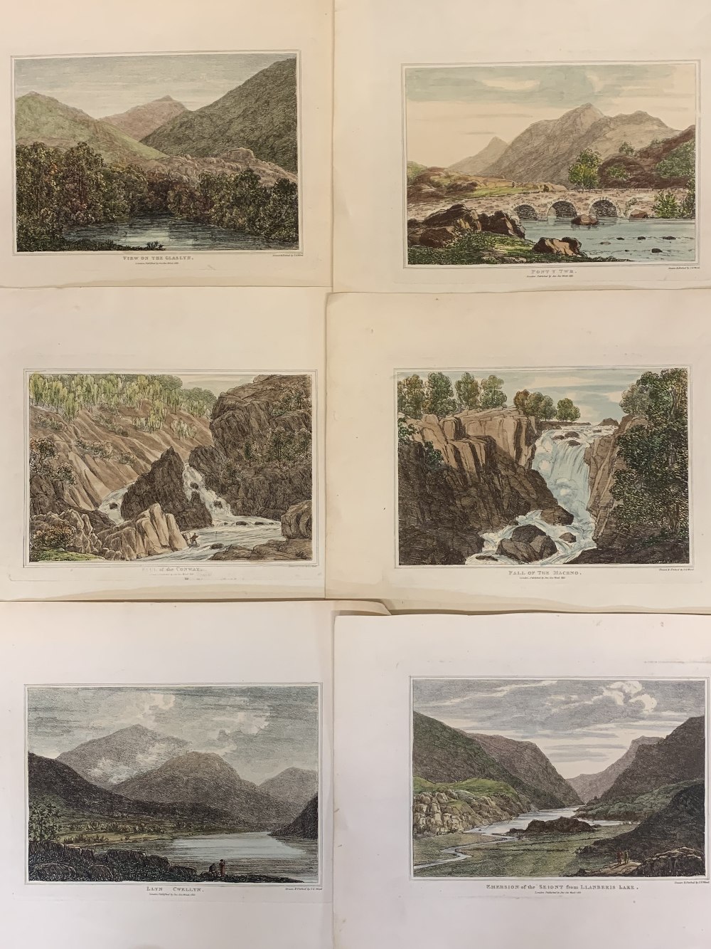HANDCOLOURED LANDSCAPE ETCHINGS (8) - of Wales by John George Wood, dated 1813, unframed - Image 2 of 3