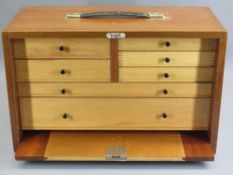 EMIR ENGINEER'S TOOL CHEST - in mahogany with top carry handle, drop-down front panel (key