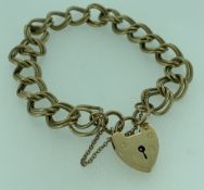 9CT GOLD DOUBLE LINK BRACELET - with padlock clasp, 19.5grms