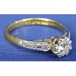 18CT GOLD DIAMOND SOLITAIRE DRESS RING - the single diamond of 0.35ct, visual estimate, with