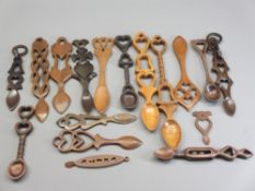 CARVED WOODEN WELSH LOVE SPOONS (17) - a nice quality modern collection