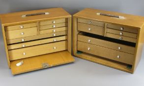 LIGHTWOOD ENGINEER'S TOOL CHESTS (2) including a complete example with drop-down locking front panel