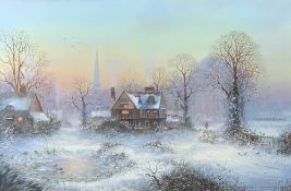 MICHAEL MATTHEWS oil on canvas - winter scene, signed, 49.5 x 74.5cms