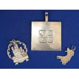 SILVER PENDANT CAERNARFON CASTLE - Chester 1923, 7grms, a silver shape of Wales 'Cymru' pendant,