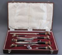 CUTLASS 7 PIECE CARVER SET by Leppington (Cutlers) Ltd Sheffield - horn and antler handles, bright