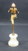 ART DECO COLD PAINTED GILT SPELTER LADY IN THE STYLE OF JOSEF LORENZL - on a mineral base, unsigned,
