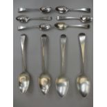 SILVER SERVING SPOONS, A PAIR - London 1830, 4ozt, two further spoons by the same maker, London 1815