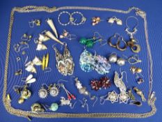 MIXED EARRINGS & CHAINS, ETC - a parcel, 46grms