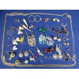 MIXED EARRINGS & CHAINS, ETC - a parcel, 46grms