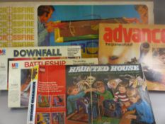 VINTAGE TABLE GAMES including Crossfire by Ideal, Downfall, Battleships, Haunted House and Advance