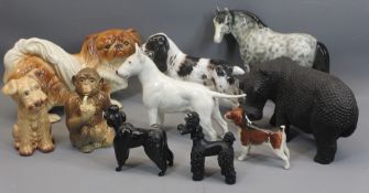 PORCELAIN & OTHER ANIMAL ORNAMENTS including Royal Doulton Spaniel HN1109, Beswick 1049 Monkey