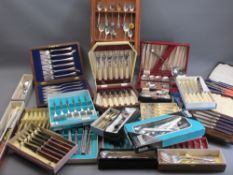 CASED & BOXED EPNS CUTLERY - a large mixed quantity including a chased set of fish knives and