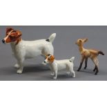 BESWICK JACK RUSSELL TERRIER - 12.5cms tall, a smaller example and a deer fawn