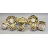 JAMES SADLER Sophie Chintz teaware, 6 pieces and a pair of similar style Tuscan condiment pots