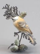 ROYAL WORCESTER - 'British Birds on Bronze', 'Marsh Tit', 14cms tall