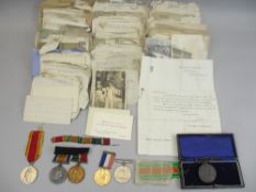 WORLD WAR MEDALS, FIRE SERVICE MEDALS & LETTERS DURING THE WAR GROUP - WWI group of three with