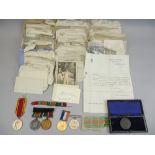 WORLD WAR MEDALS, FIRE SERVICE MEDALS & LETTERS DURING THE WAR GROUP - WWI group of three with