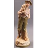 ROYAL DUX - stamped 2238 - A Bohemia figure 'Man with Scythe', 42cms tall