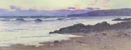 JOHN MCDOUGAL watercolour - Cemaes Bay evening, signed, 12 x 30cms