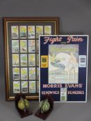 CARDBOARD ADVERTISING CARD 'Morris Evans Renowned Remedies', 37.5 x 26.5cms, framed collector's
