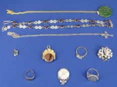 925 SILVER & AMBER NECKLACE, 25grms and a parcel of mixed items including an unmarked, believed