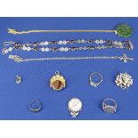 925 SILVER & AMBER NECKLACE, 25grms and a parcel of mixed items including an unmarked, believed