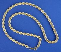 9CT GOLD MUFF CHAIN - 50cms L, 9.8grms