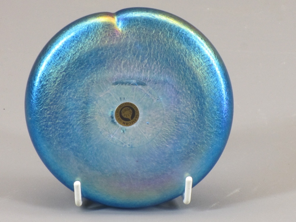 JOHN DITCHFIELD GLASFORM PAPERWEIGHT - iridescent blue in the form of a lily pad and hallmarked - Image 2 of 4