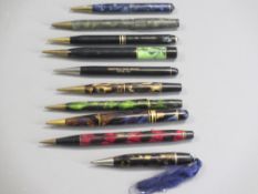 MECHANICAL PENCILS, VINTAGE (10) - assorted, nine with marble effect and one black Conway Stewart