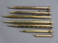 ROLLED GOLD OR YELLOW METAL MECHANICAL PENCILS (7) - Early 20th century: 1. "Pleydell" four-sided