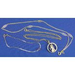 9CT GOLD ST CHRISTOPHER PENDANT, with fine link chain, 6.4grms and a 9ct bracelet and 9ct