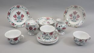 CHILDREN'S TEAWARE - Villeroy & Bosch, 15 pieces, all with green borders and poppy design consisting