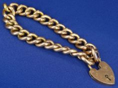 9CT HOLLOW LINK BRACELET & PADLOCK - 23.5grms