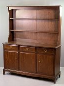 STAG MINSTREL MAHOGANY DRESSER having a two shelf rack over a base section of three frieze drawers